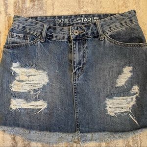 Blue jean distressed skirt size small